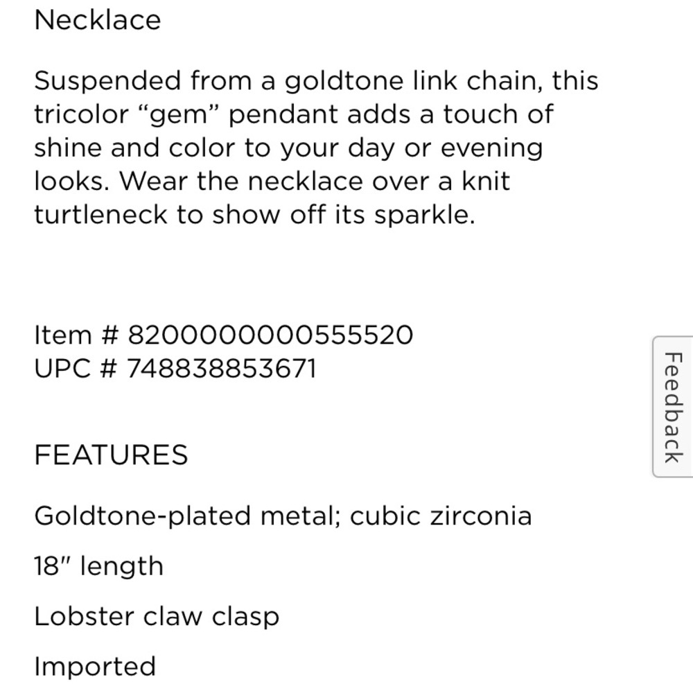 NWOT Vince Camuto Tricolor Stone Pendant Necklace- Sold Out Online! - Picture 8 of 9